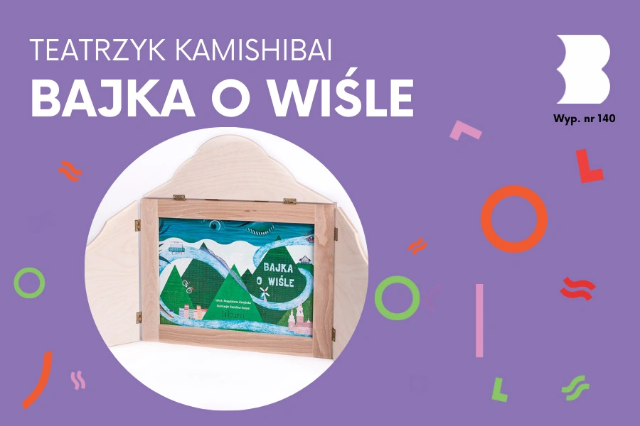 W drewnianej ramce rysunek wstęgi wodnej wijącej się między zielonymi górami od zamku, aż do morza.