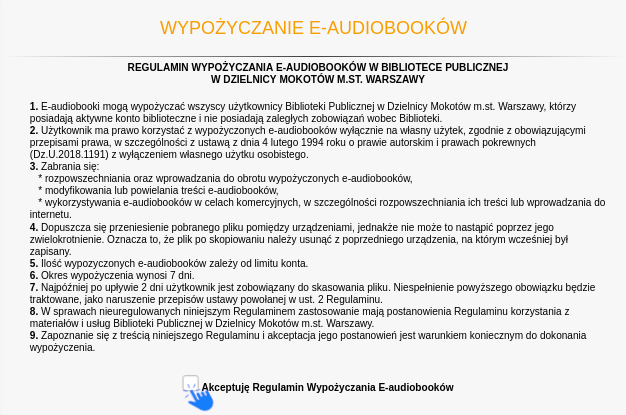 Regulamin wypożycznia eAudiobooka