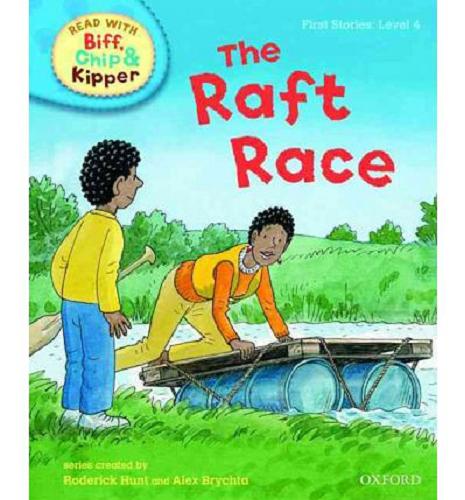 Okładka książki The raft race / written by Roderick Hunt ; ill. by Alex Brychta.