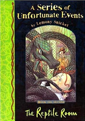 Okładka książki The Reptile Room / by Lemony Snicket ; illustarted by Brett Helquist.