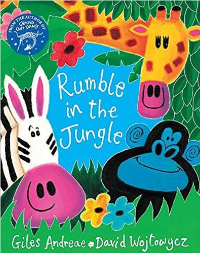 Okładka książki Rumble in the jungle / Giles Andreae ; ill. by David Wojtowycz ; [read by Hugh Laurie].