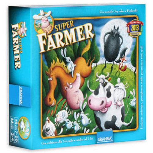 Okładka książki Super farmer [Gra planszowa] / autor gry: Karol Borsuk ; projekt graficzny i ilustracje: Piotr Socha.