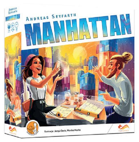 Okładka książki Manhattan [Gra planszowa] / Andreas Seyfarth ; ilustracje Jacqui Davis, Monika Mucha ; tłumaczenie Transdesign Marek Mydel.