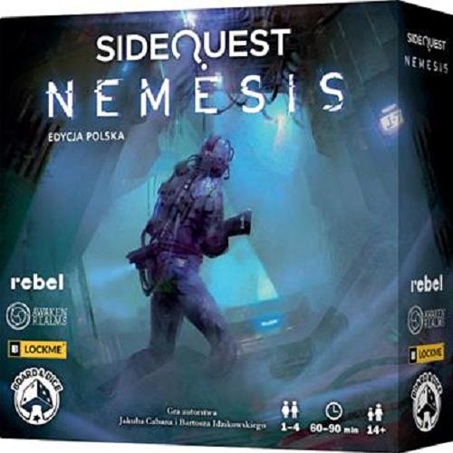 Okładka książki SideQuest : nemesis / gra autorstwa Jakuba Cabana i Bartosza Idzikowskiego ; ilustracje Magdalena Klepacz, Zbigniew Umgelter.