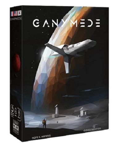 Okładka książki Ganymede / [Gra planszowa] / Designer: Hope S. Hwang; artist: Oliver Mootoo; graphic design: David Sitbon.