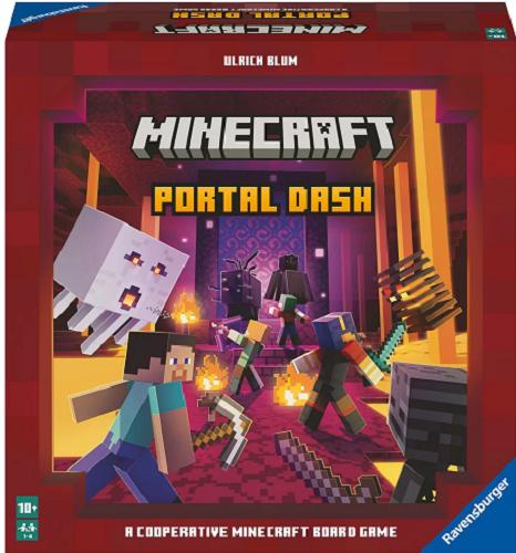 Okładka  Minecraft Portal Dash / [Gra planszowa] game design: Urlich Blum ; cover ilustration: Erin Caswell ; graphic design: Fiore GmbH, Andry Laurence, Shane Smith, Razzleberries AB.