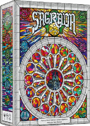 Okładka książki Sagrada [Gra planszowa] / Daryl Andrews, Adrian Adamescu ; grafika i ilustracje Peter Wocken ; tłumaczenie Jakub Meller, Michał Herman.