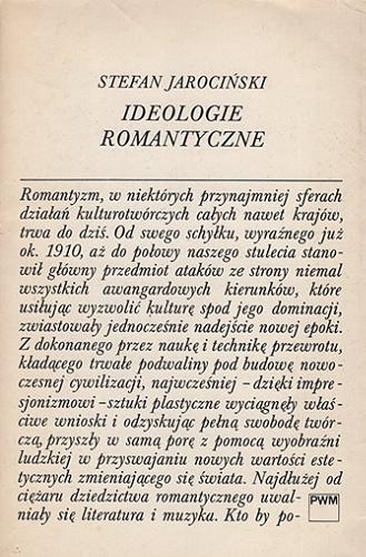Okładka książki Ideologie romantyczne : 5 esejów o związkach muzyki z przemianami kultury / Stefan Jarociński.