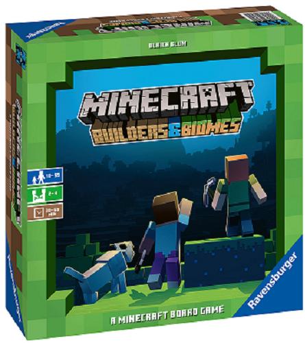 Okładka książki Minecraft [Gra planszowa] : Builders & Biomes / Ulrich Blum ; Produkcja artystyczna: Nikoo Jojani, Nicolette Suraga.