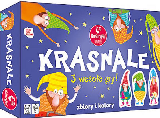Okładka książki Krasnale : [Gra] 3 wesołe gry / pomysł gry: Antonina Kwasek ; zasady gry: Julia Pogorzelska ; ilustracje: Dorota Szoblik.