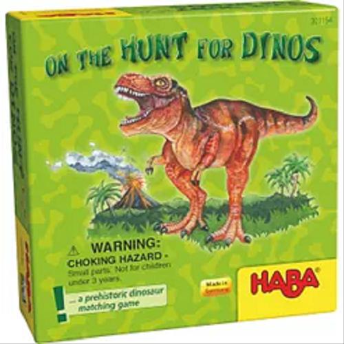 Okładka książki On the Hunt for Dinos [Gra karciana] / autor Patrice le Querré ; ilustracje Gabriele Renners.