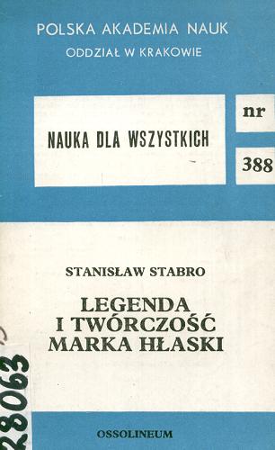 Okładka książki  Legenda i twórczość Marka Hłaski  2