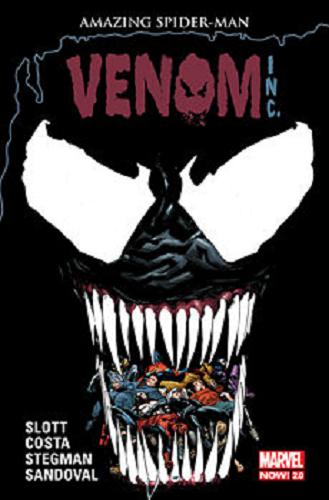 Okładka książki Venom Inc. / scenariusz Dan Slott i Mike Costa ; rysunki Ryan Stegman, Gerardo Sandoval ; tłumaczenie z języka angielskiego Bartosz Czartoryski.