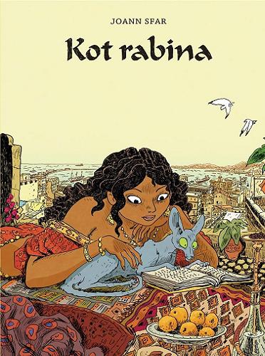 Okładka książki Kot rabina / Joann Sfar ; Kolory: Brigitte Findakly ; Tłumaczenie: Grzegorz Przewłocki.