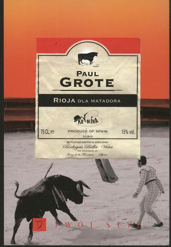 Okładka książki Rioja dla matadora / Paul Grote ; przeł. [z niem.] Monika Polkowska.