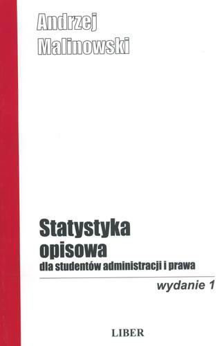 Okładka książki Statystyka opisowa dla studentów administracji i prawa / Andrzej Malinowski.
