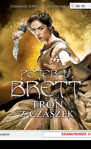 Okładka książki Tron z czaszek. Ks. 2 / Peter V. Brett ; przełożyła Małgorzata Koczańska ; ilustrował Dominik Broniek.