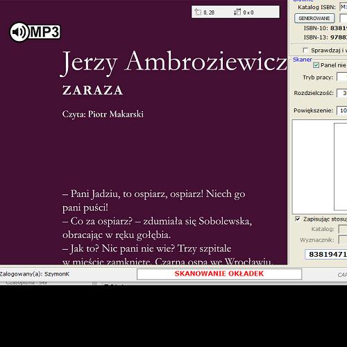 Okładka książki Zaraza [Dokument dźwiękowy] / Jerzy Ambroziewicz.