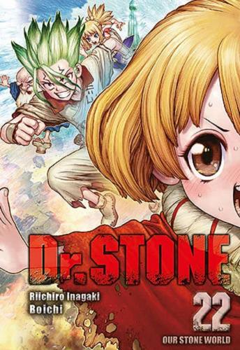 Okładka książki Dr. Stone. tom 22, our stone world / Riichiro Inagaki, Boichi ; tłumaczenie Agnieszka Zychma.